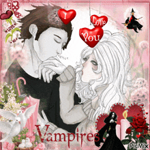 a picture of a vampire kissing another vampire with the words vampires on the bottom