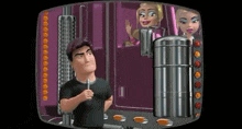 a man is standing in front of a truck with a woman sitting in the back of it .