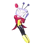 a cartoon character with a flower on his head and a flower in his hand .