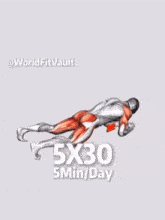 a man wearing a gas mask is doing 5x30 5min / day exercises