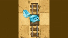 a blue frog is sitting on a train track in a video game .