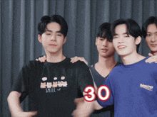 a group of young men are posing for a picture and one of them is wearing a blue balenciaga shirt