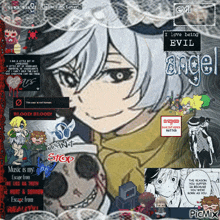 a collage of images with the words i love being evil angel