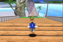 sonic the hedgehog is playing a video game with a green ring in the background