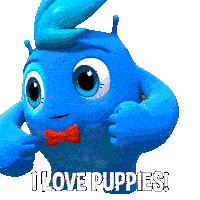 I Love Puppies Blue Sticker