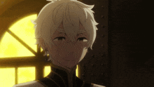 a close up of a person with white hair