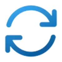 a blue refresh icon with two arrows pointing in opposite directions