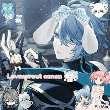 a collage of anime characters with the words lovesprout canon
