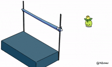 a cartoon of a green pear hanging from a pole with the hashtag @rekmas on the bottom right