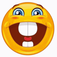 a smiley face with a big smile and a missing tooth