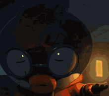 a close up of a person 's face with a flashlight on