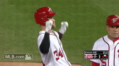 Bryce Harper has a few words for the umpire - GIF - Imgur