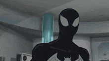 a cartoon of a man in a black suit holding his head