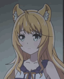 a close up of a cartoon girl with cat ears