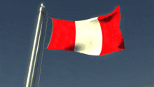 a red white and yellow flag is flying in the wind