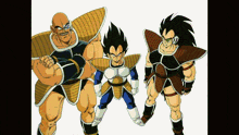 a group of cartoon characters standing next to each other on a white background