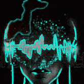 a drawing of a woman 's face with headphones on and a heartbeat on her forehead