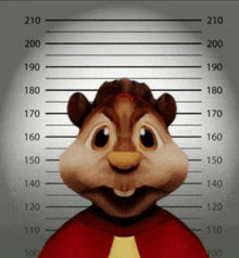 a picture of alvin the chipmunk standing in front of a police line up