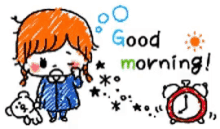 a drawing of a girl says good morning