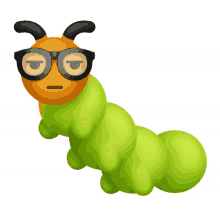 caterpillar with glasses from the netflix film the half of it emoji serious