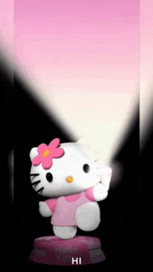 a hello kitty figurine with a light coming out of it