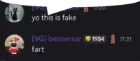 a screenshot of a chat with the words yo this is fake and fart