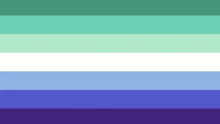 a flag with a blue , green , white , and purple stripe on it .