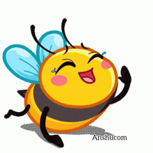 a cartoon drawing of a bee with the word ha on it