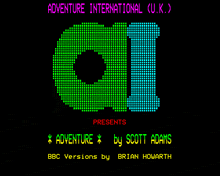 a screen that says adventure international < u.k. > presents adventure * by scott adams bbc versions by brian howarth