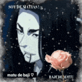 a picture of a man with long hair and the words soy de matias !