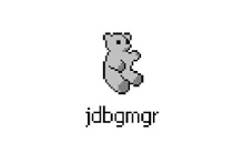 a pixel art of a teddy bear with the words jdbmgmr below it
