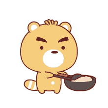 fried rice cooking cute adorable raccoon