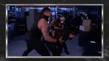 a picture of two men fighting with the words moments ago at the bottom