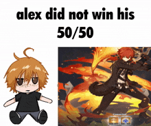 alex did not win his 50/50 with a picture of a boy