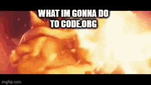a gif of a fire with the words what im gonna do to code.org