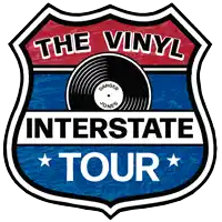 the vinyl interstate tour logo with a record on it