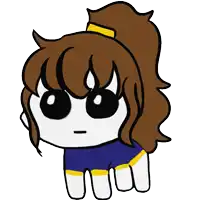 a drawing of a cheerleader with brown hair