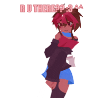 a drawing of a girl with the words " ru there " on the top