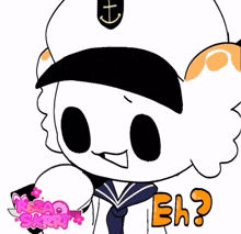 a cartoon of a sailor with the words again written below him