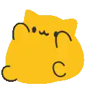 a cartoon drawing of a yellow cat with a face and a smiley face .