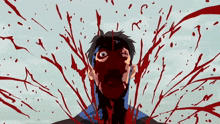 a comic book character with blood coming out of his face