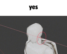 a 3d model of a person with a red circle around the neck says yes
