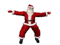 a santa claus is dancing in front of a white background ..