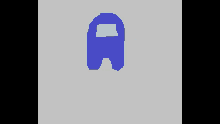 a drawing of a blue among us character on a white background