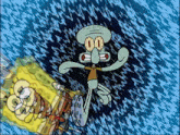 spongebob and squidward from spongebob squarepants are dancing together