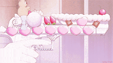 a drawing of a gun decorated with pink hearts