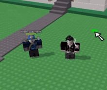 two roblox characters are standing next to each other and one has the name matt wazhere
