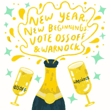 new year new beginnings vote ossoff vote warnock champagne