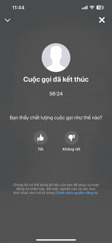 a screenshot of a phone screen that says cuoc gioi da ket thuc at the top