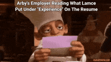 arby 's employer reading what lame put under experience on the resume